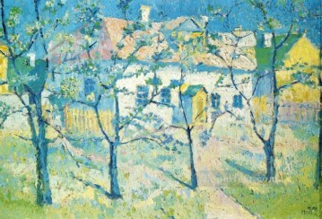 Bosque Painting - Jardín de primavera en flor 1904 Kazimir Malevich árboles